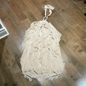 Madison Marcus silk ruffled dress S in NUDE